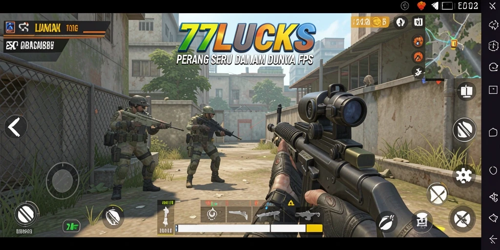Screenshot gameplay mengesankan dari 77LUCKS dengan aksi tembak-menembak intens.