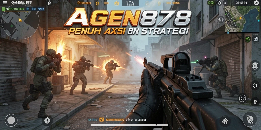 Tangkapan layar AGEN878 menampilkan aksi seru dalam pertempuran FPS.