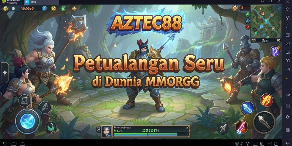 Tampilan gameplay AZTEC88 menampilkan pertarungan epik di dunia MMORPG.