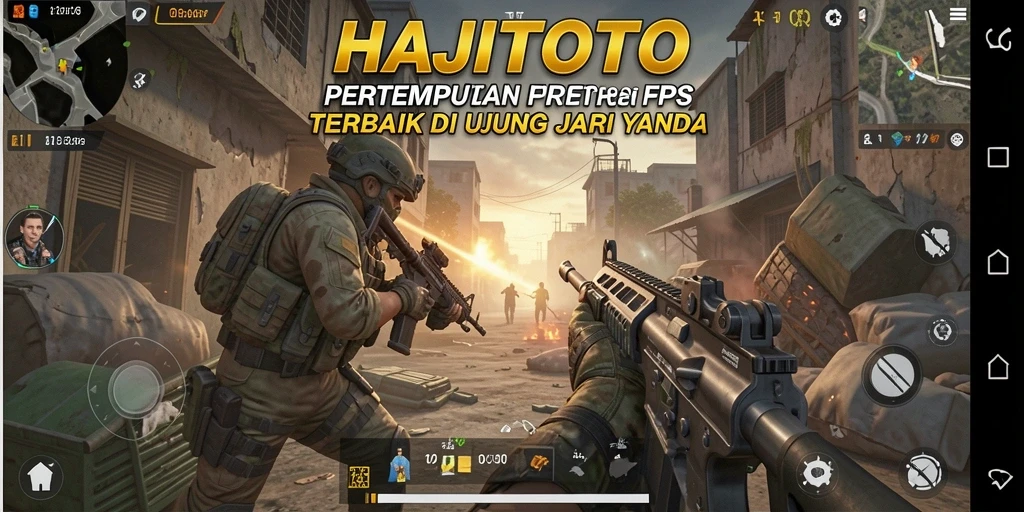Screenshot gameplay HAJITOTO yang menampilkan aksi seru dalam pertempuran FPS.