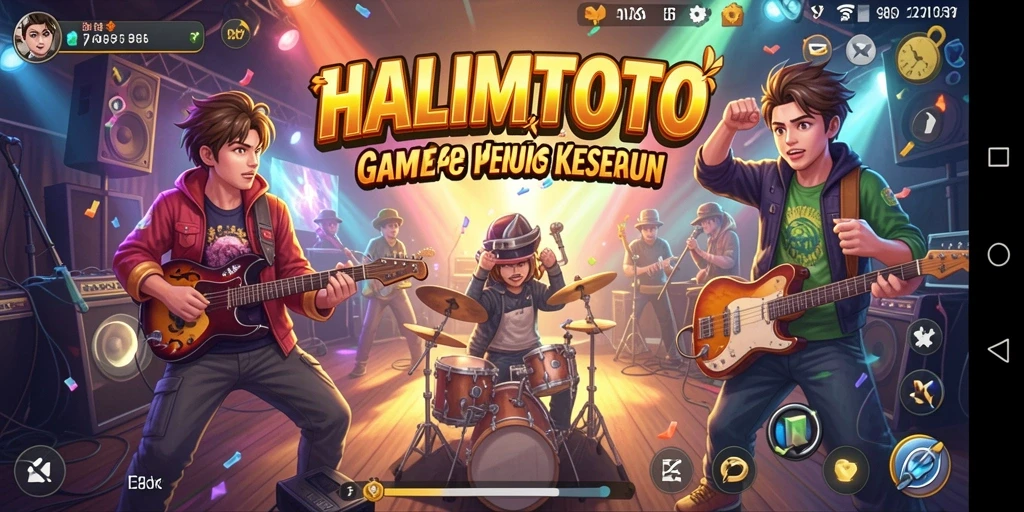 Tampilan gameplay menarik dari HALIMTOTO dengan musik yang menggugah semangat.