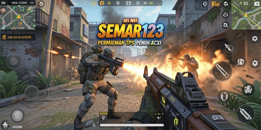 Tangkapan layar SEMAR123 yang menampilkan aksi tembak-menembak yang mendebarkan.