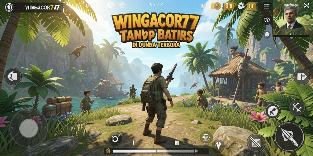 Screenshot utama gameplay Open World di WINGACOR77 menunjukkan dunia yang luas dan indah.